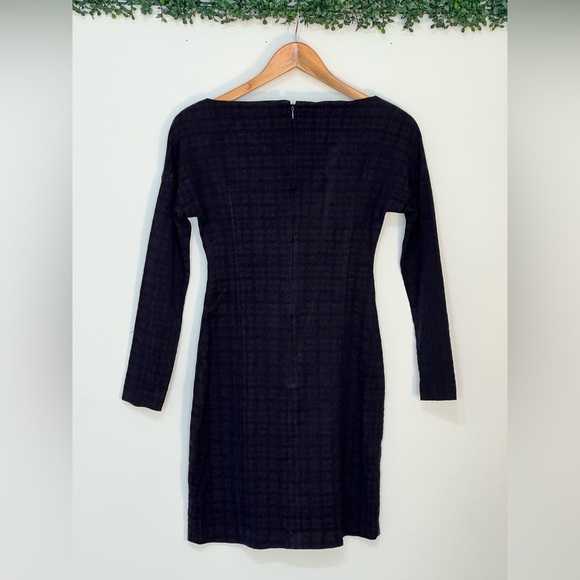 Theory Long Sleeve Houndstooth Jacquard Plaid Sheath Dress Dark Currant S Petite - Picture 5 of 13